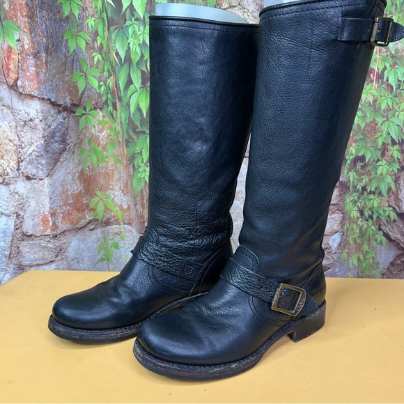 FRYE Black Leather Veronica Flex Harness Boots, 6.5B - Picture 2 of 16